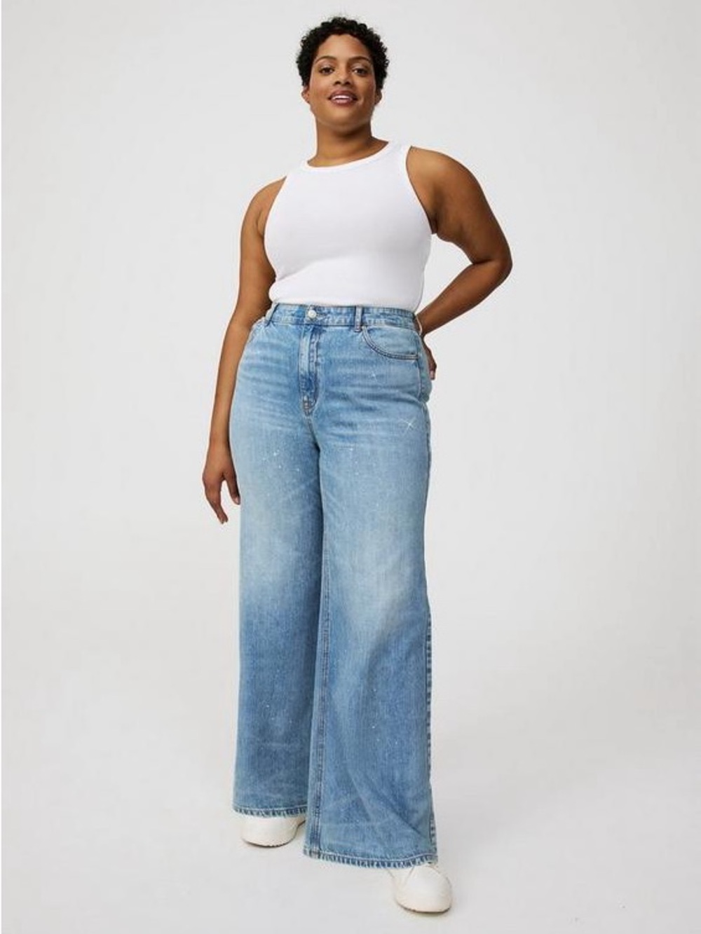Torrid High-Rise Wide-Leg Rhinestone Light Wash Jeans Size 10